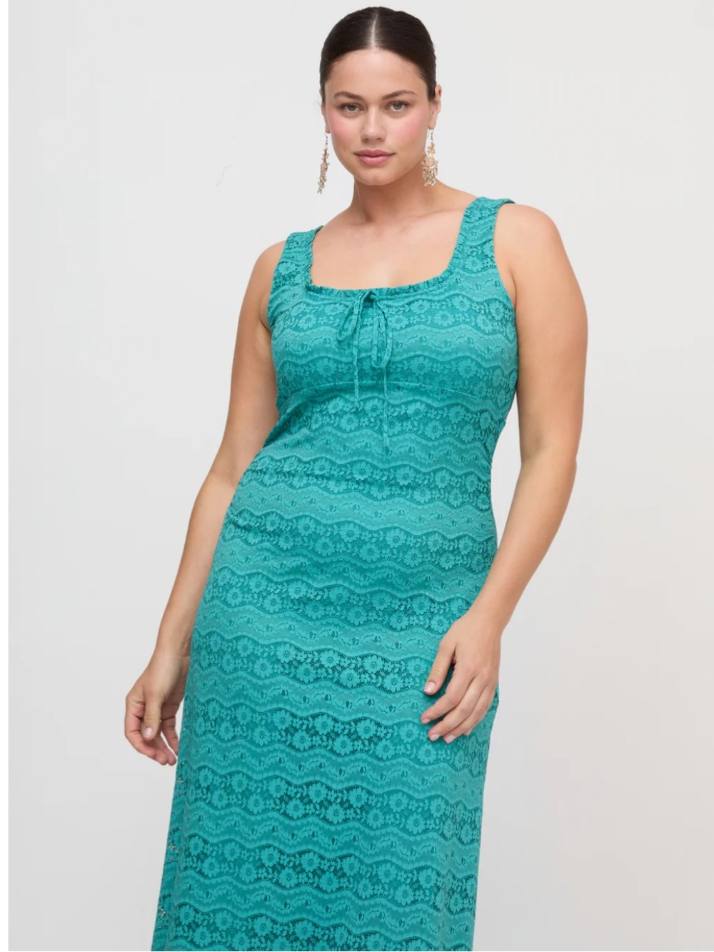 Hill House Home The Coraline Dress in Teal Stretch Lace Size XL